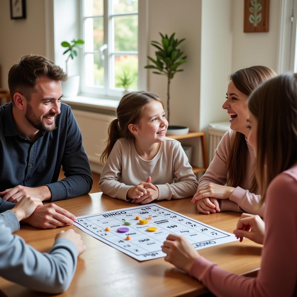 Family Playing End of Year Bingo