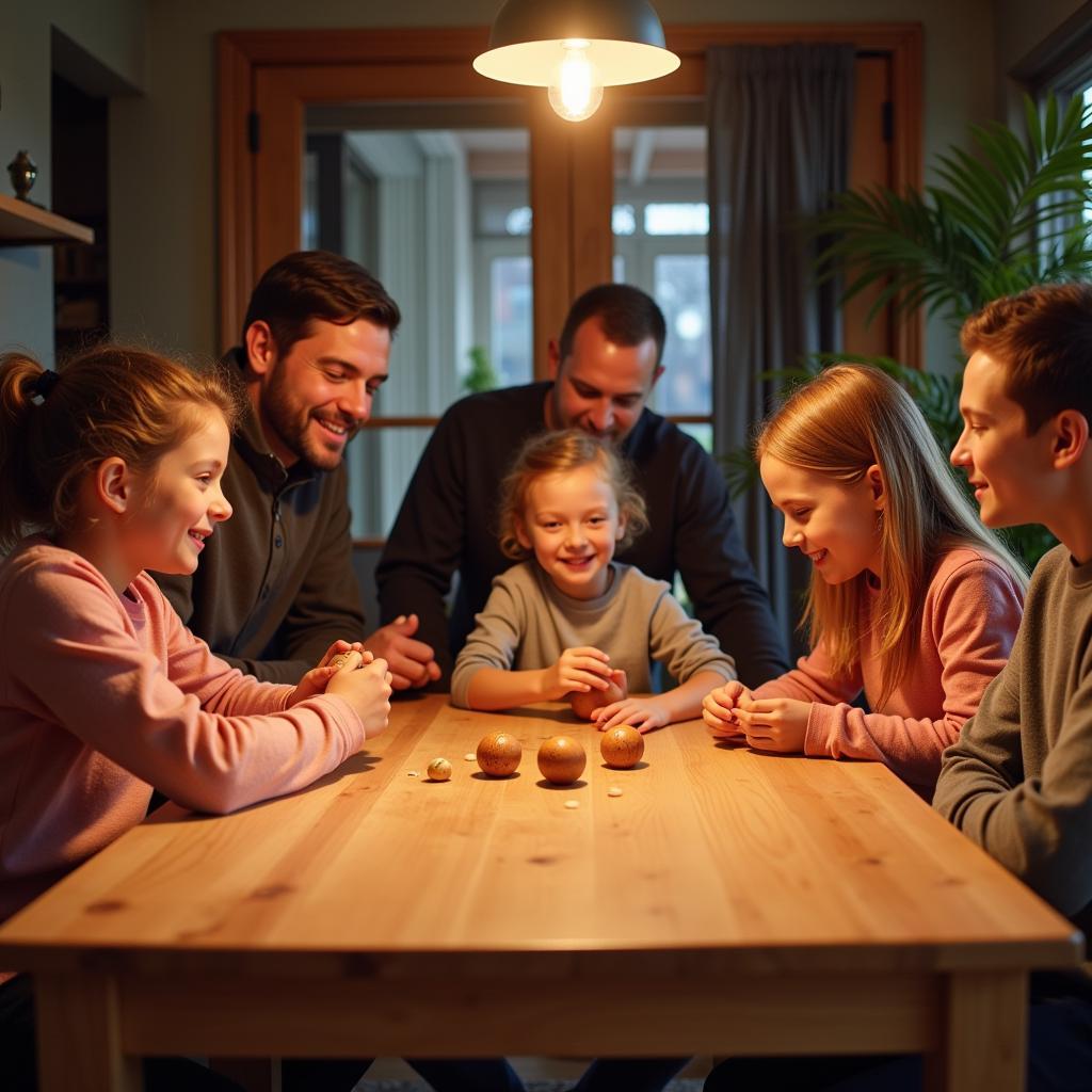 Family Enjoying a Wood Baseball Game