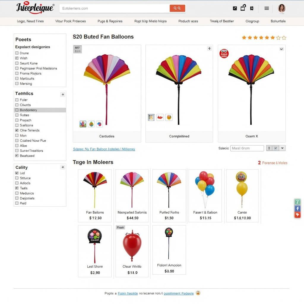 Variety of fan balloons available at an online store