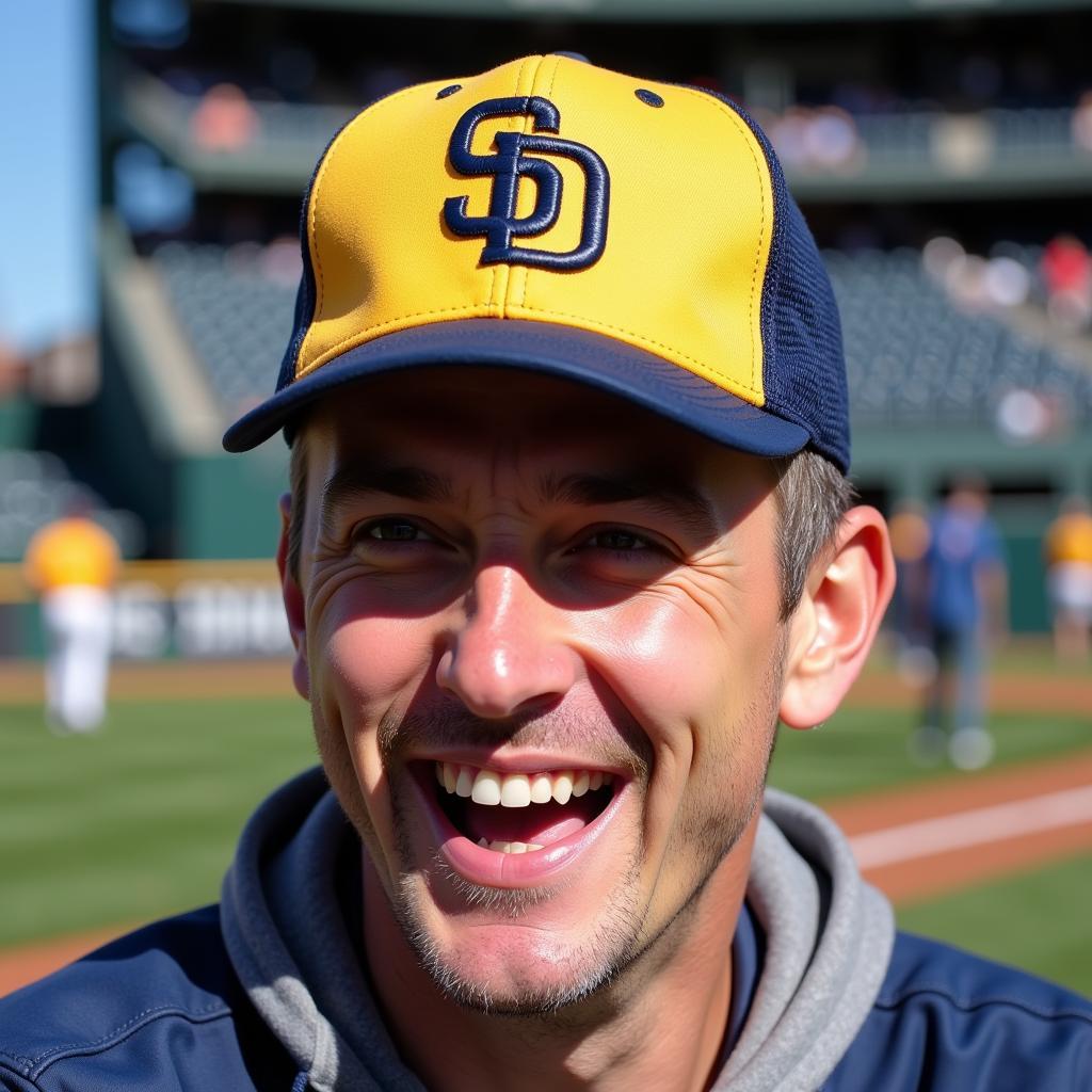 Fan Wearing a 1984 San Diego Padres Hat at Petco Park