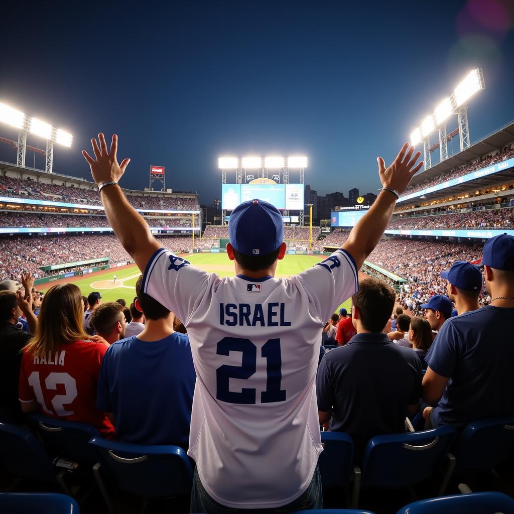 Fan Wearing Israel Jersey at WBC Game