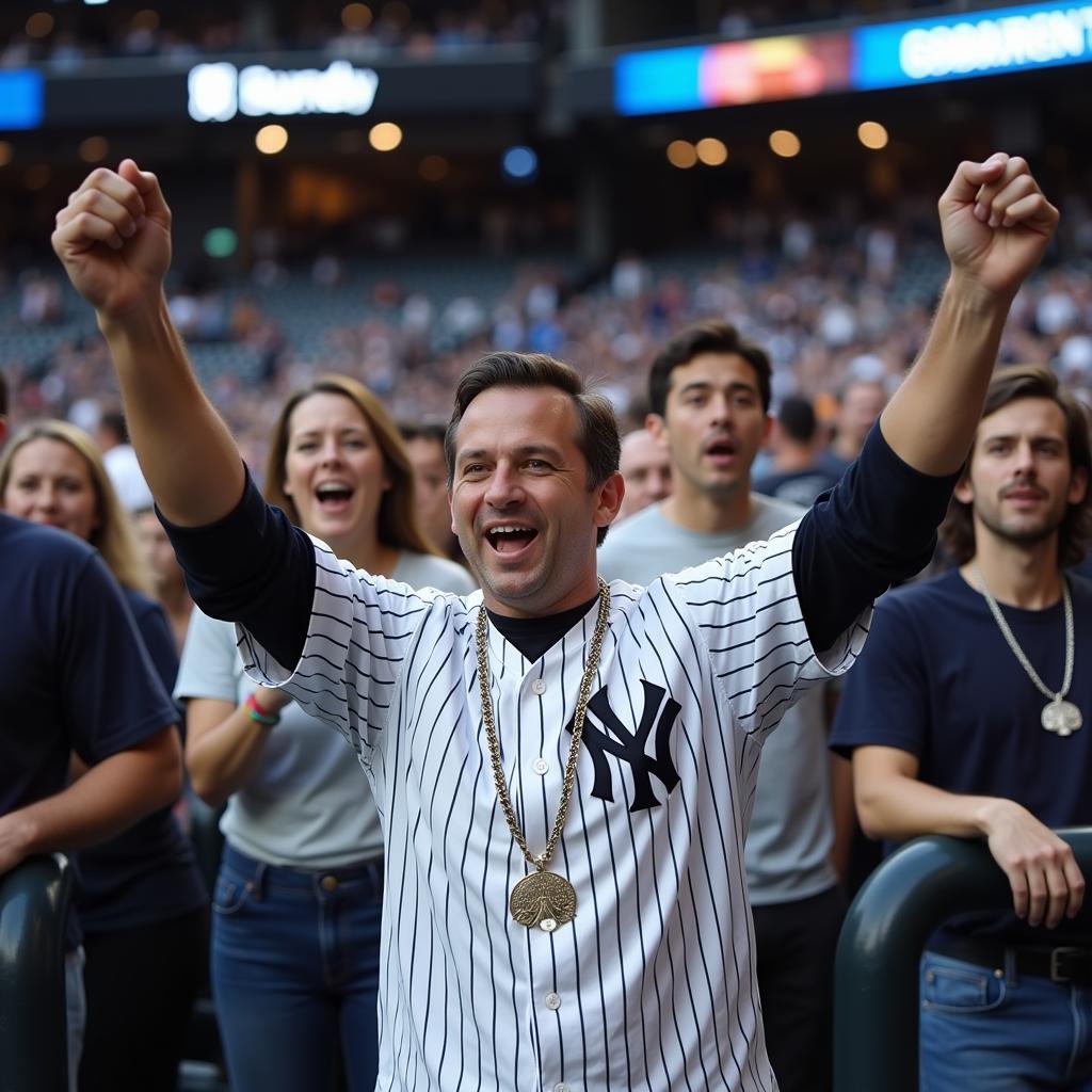 Fan Sporting a NY Yankees Chain at a Game