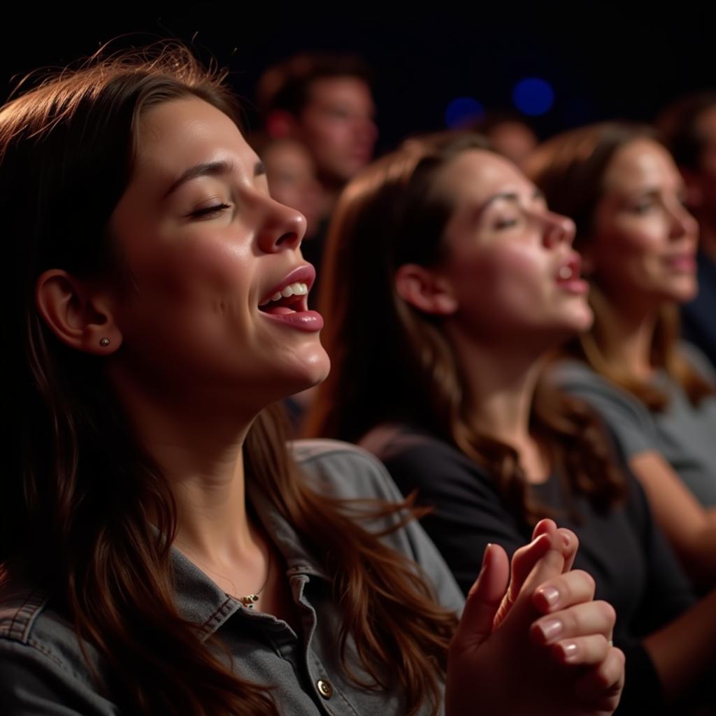 Fans enthusiastically singing along at Zach Bryan's concert