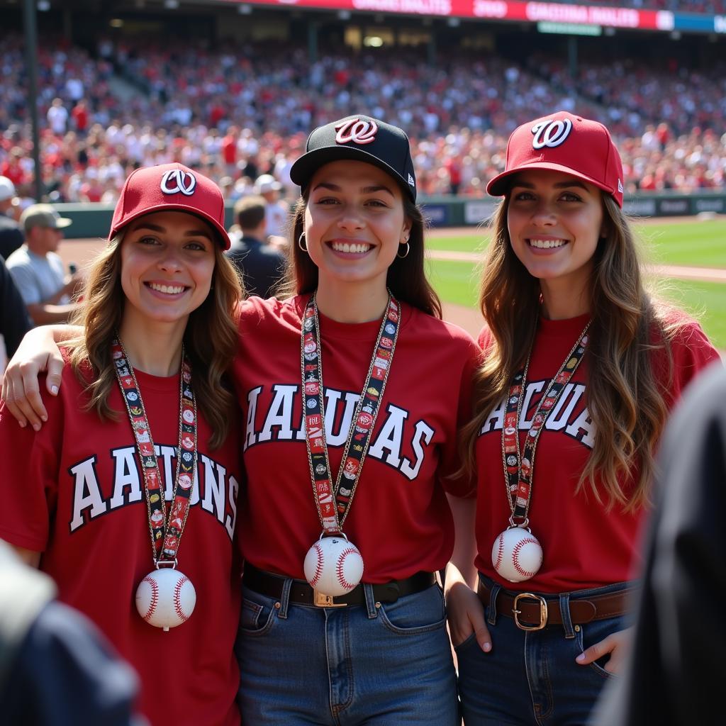 Fans Showing Team Spirit with Custom Baseball Chains at a Baseball Game