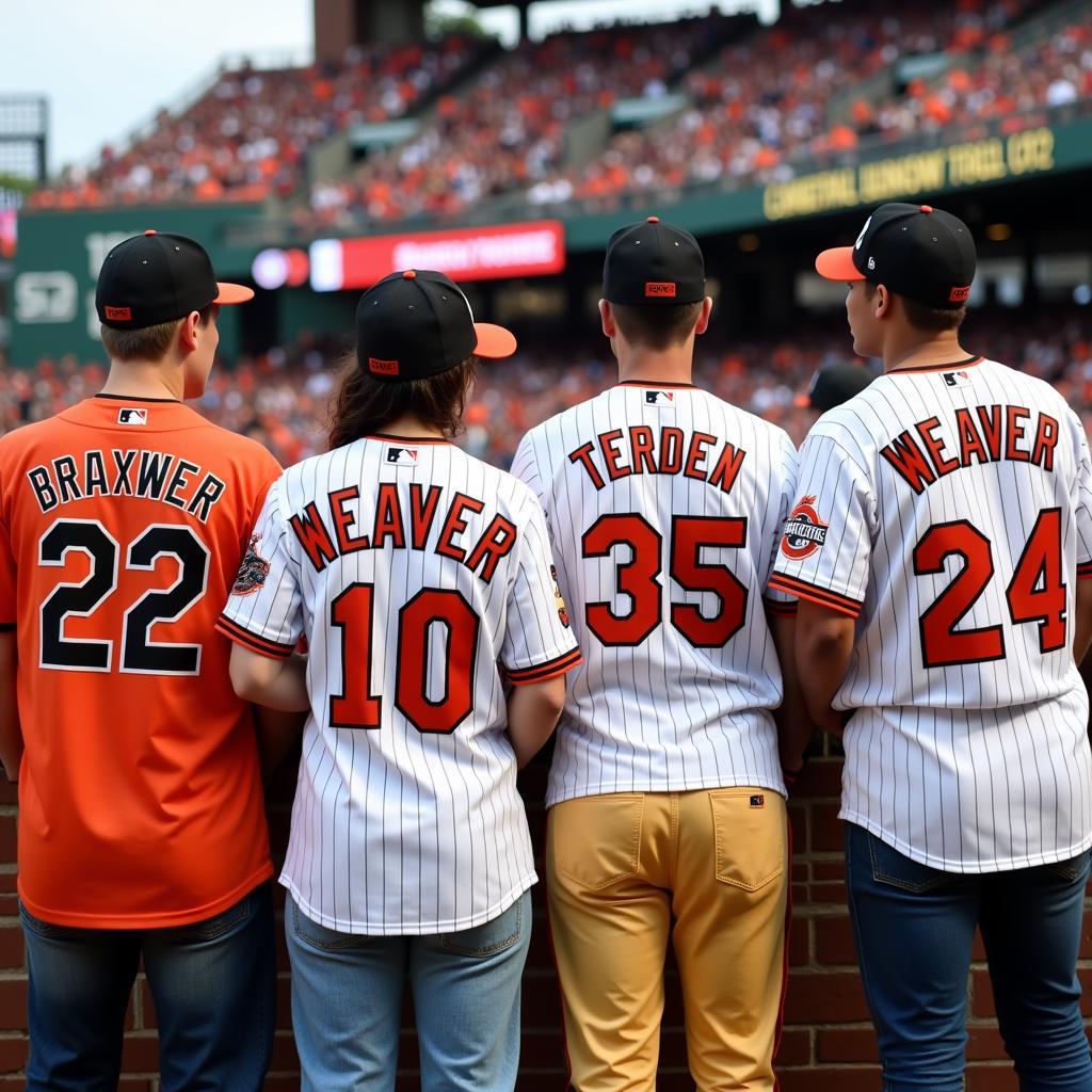 Fans wearing Earl Weaver jerseys at Camden Yards