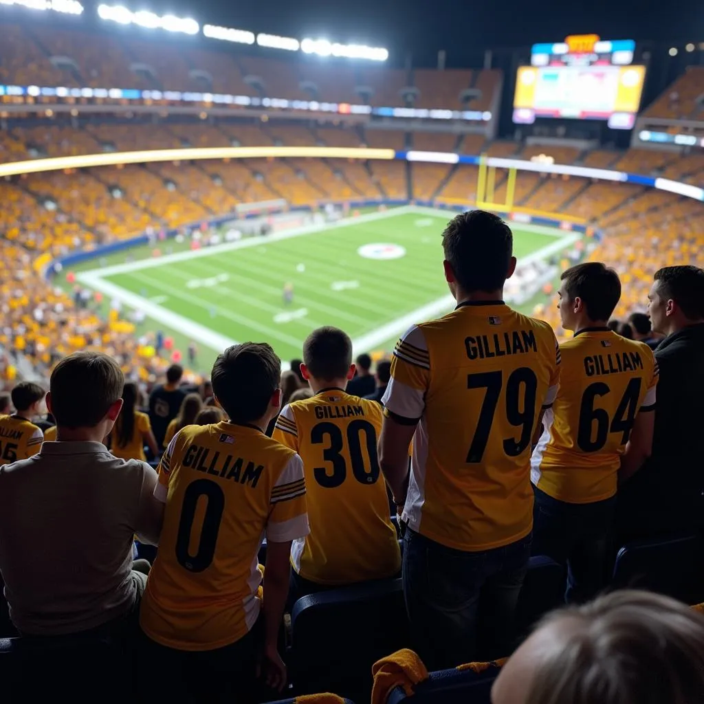 Fans proudly wearing Joe Gilliam jerseys at a Pittsburgh Steelers game