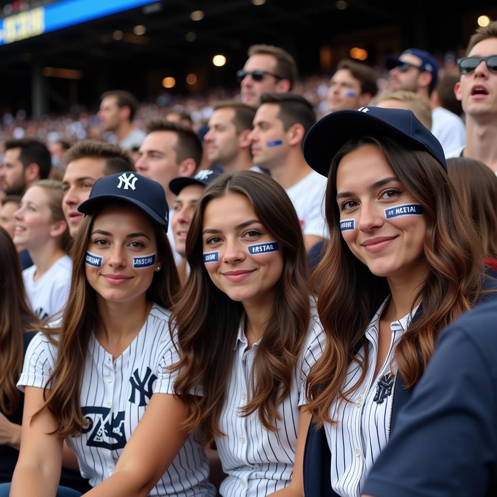 Yankees fans proudly sporting Yankee Ribbons