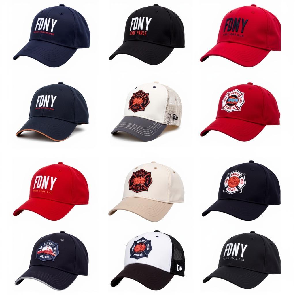 Different styles of FDNY baseball hats