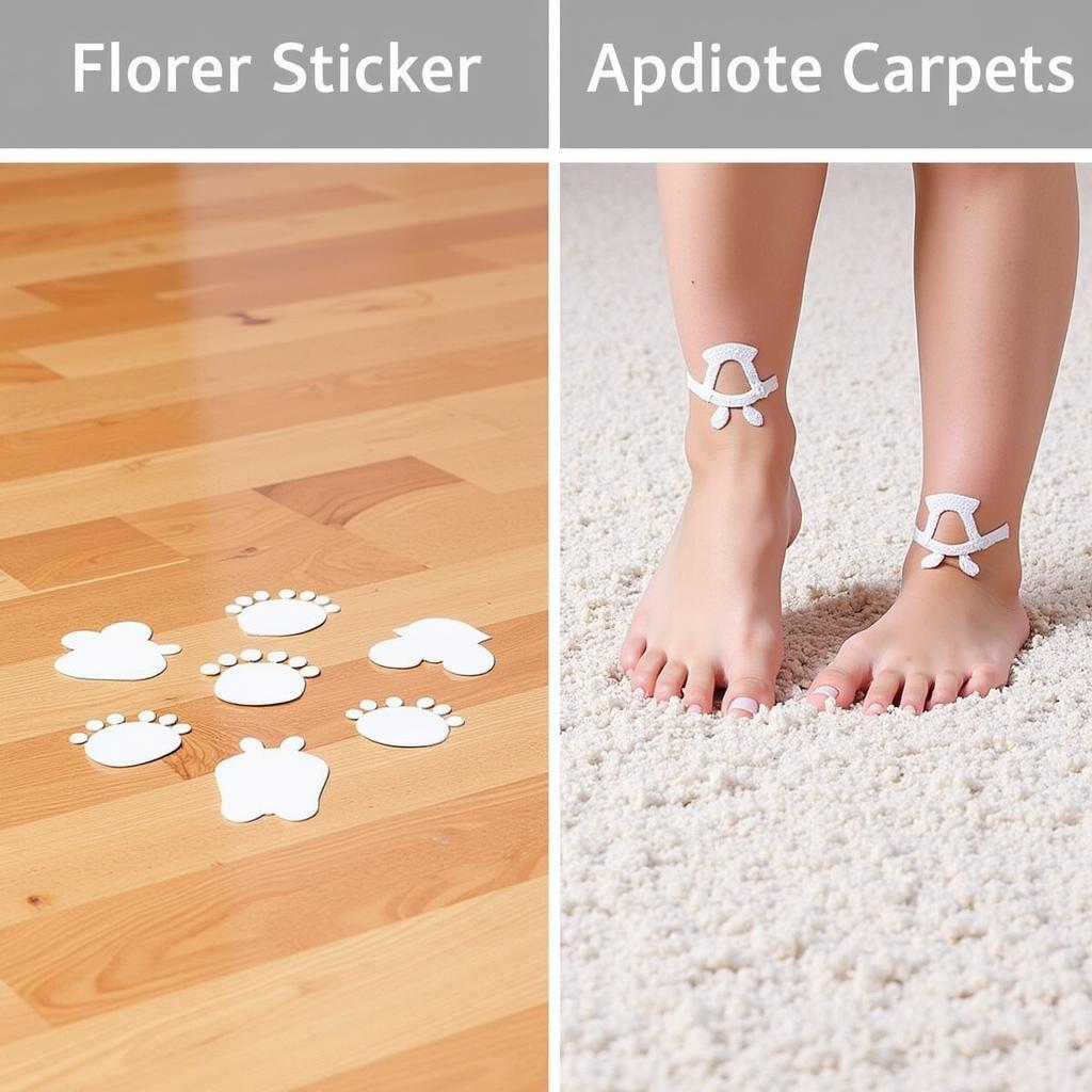 Feet stickers for floor applied to various surfaces