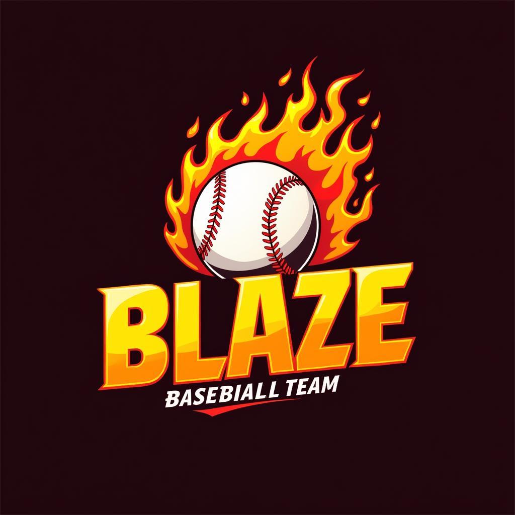 Baseball Logo with Flames