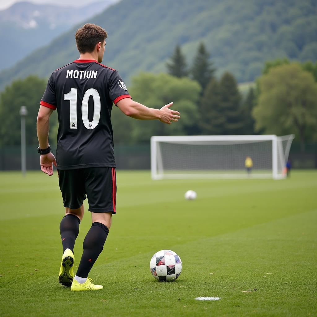 Midfielder finding the blue twine