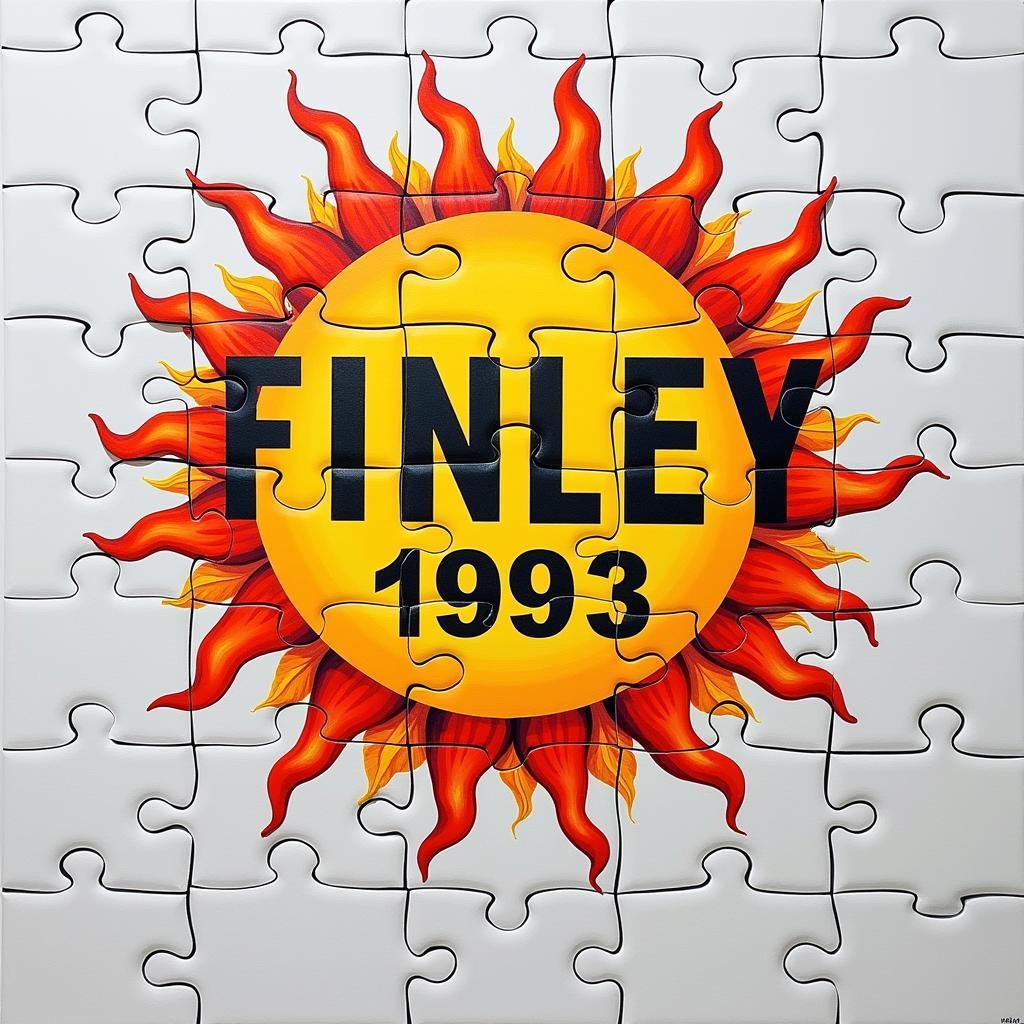 Puzzle pieces forming the words "Finley 1993 Sun"