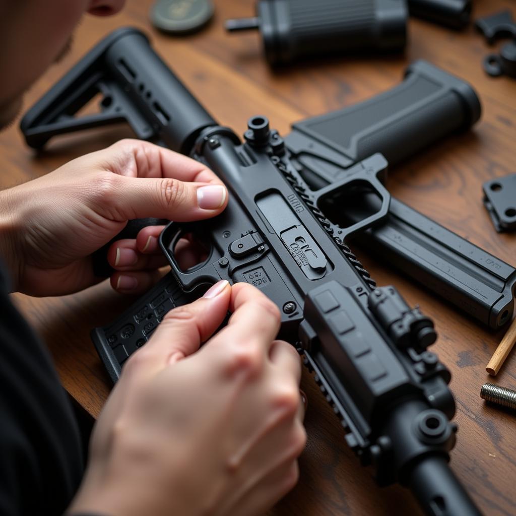 Firearm Enthusiast Assembling AR-435 Pistol