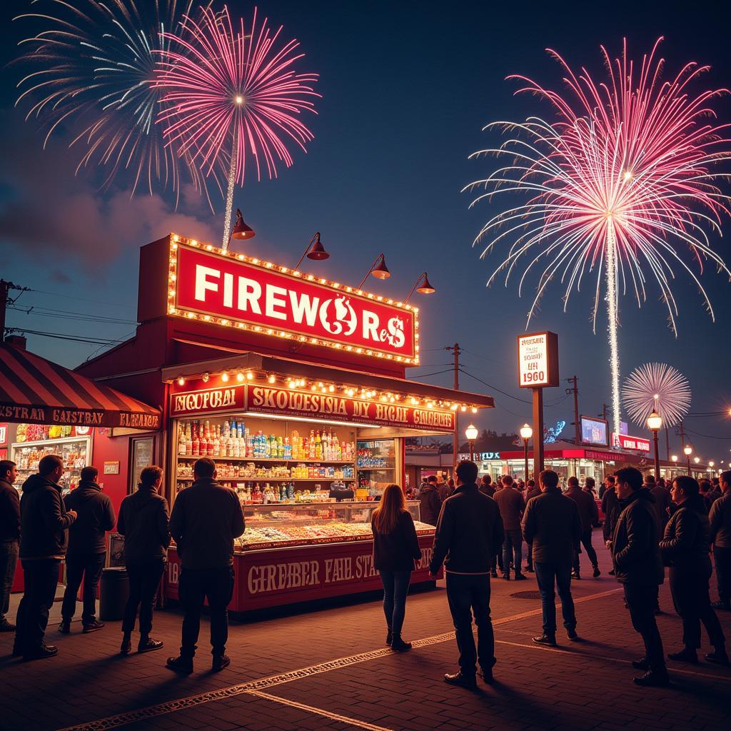 Crowded Fireworks Stand