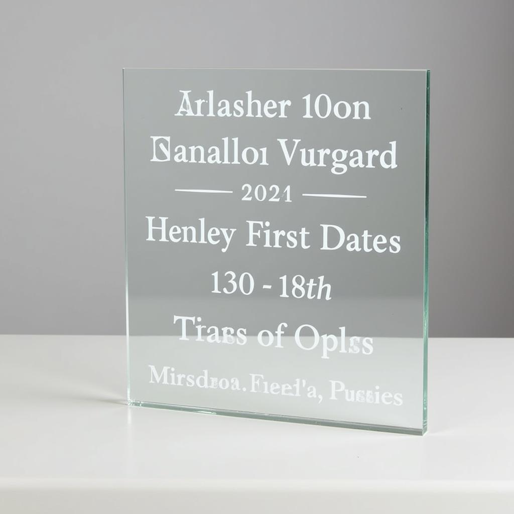 Example of a first date glass plaque