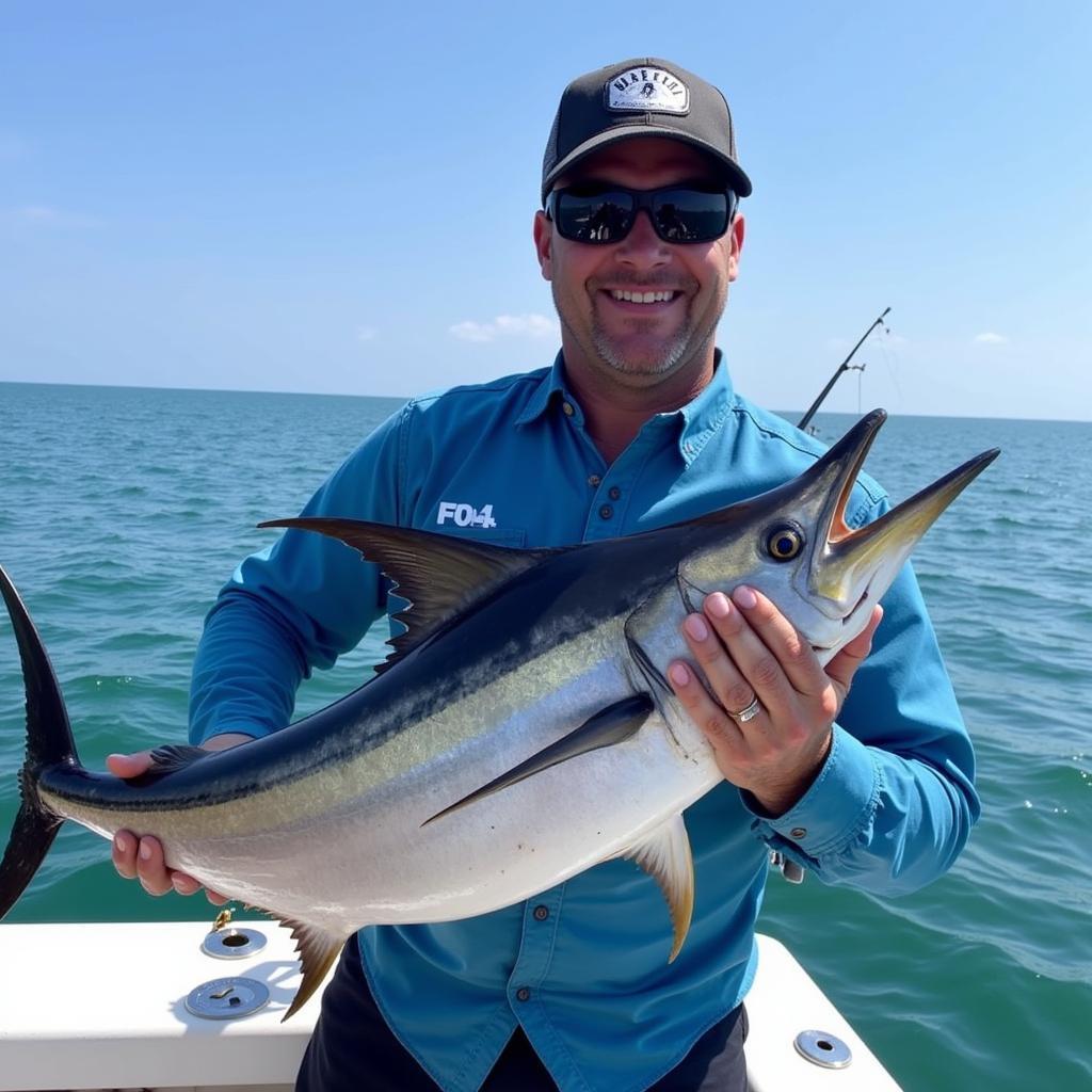 Fisherman Holding a Marlin