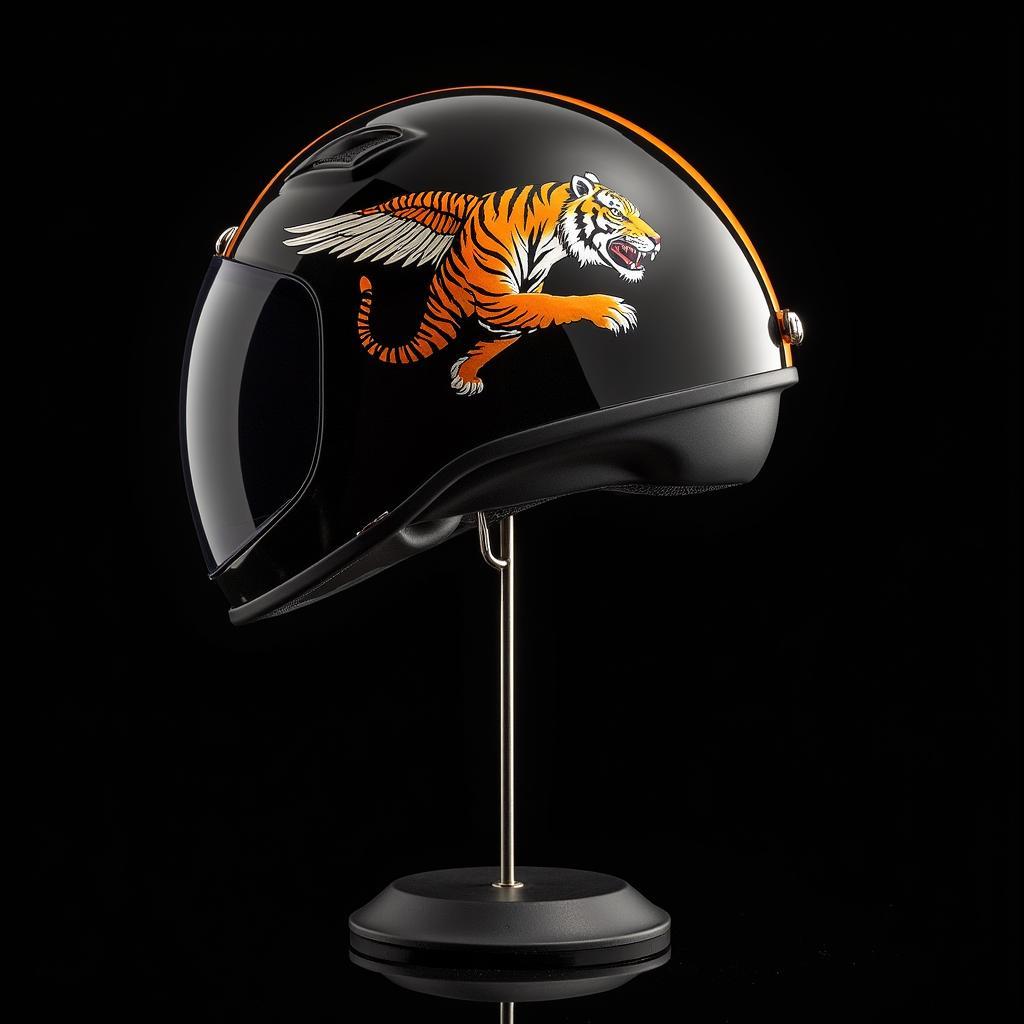 Flying tiger motorcycle helmet on display