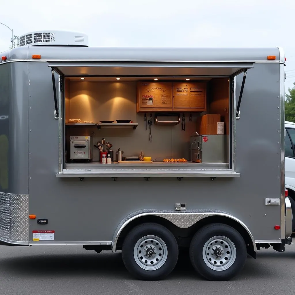 Modern food trailer with full kitchen setup