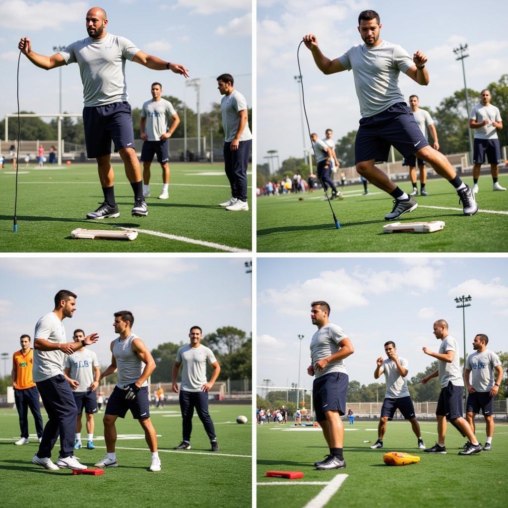  Football Coach Demonstrating Hayden 3 in 1 Drills 