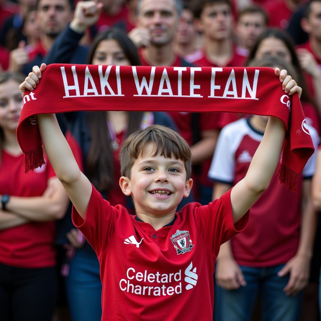 Football fan with a team scarf