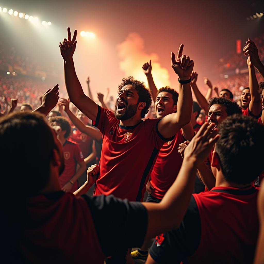 Football Fans Celebrating a Goal with Passion