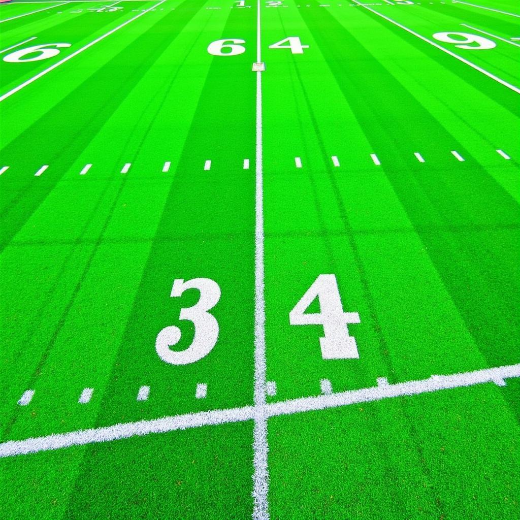 Football field with distance markers