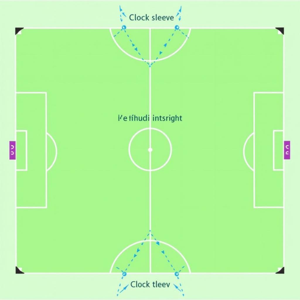 Illustration of a football pitch with "clock sleeve" areas highlighted.