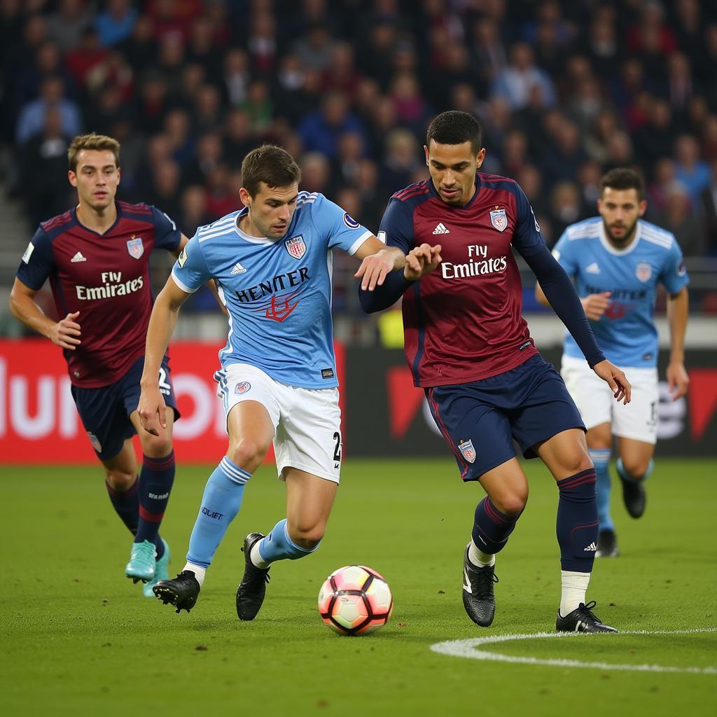 Footballer executing a quick pass during a match