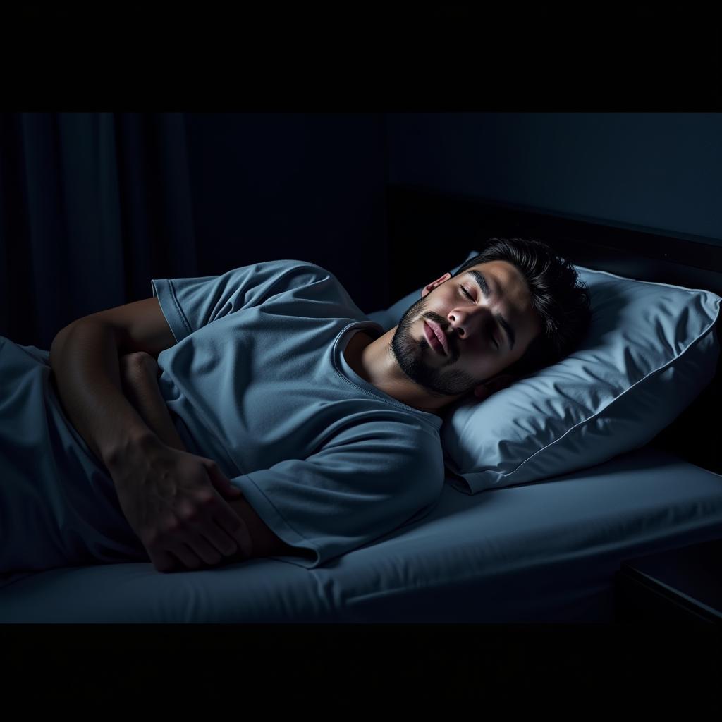 Football player sleeping soundly in a comfortable night shirt