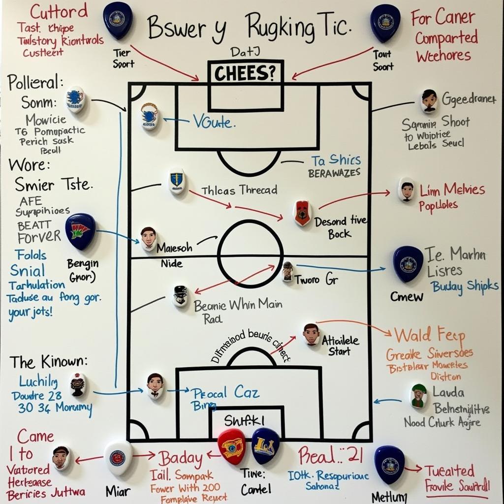 A tactical board displaying a football schedule with key matches highlighted