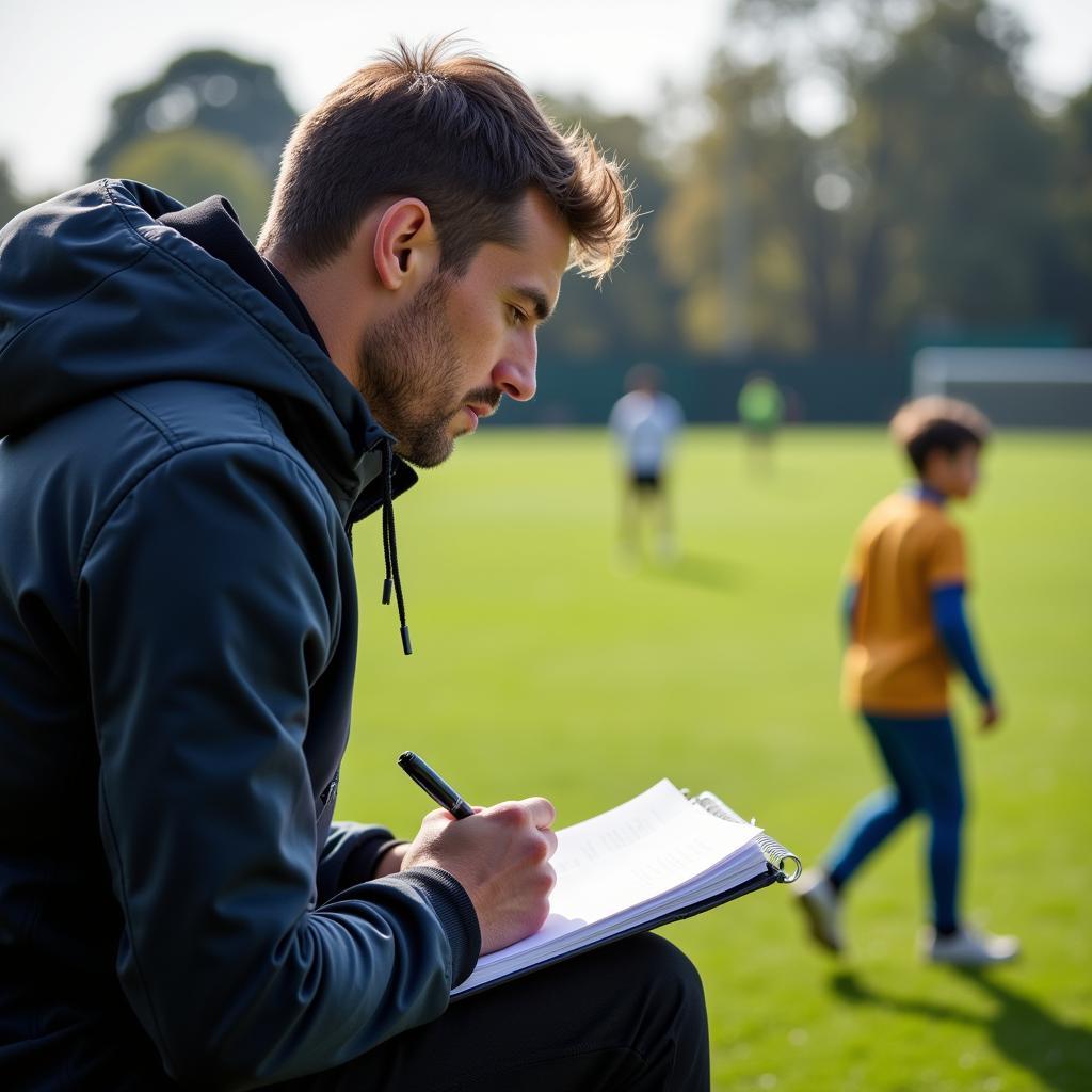 Football Scout Observing Youth Match