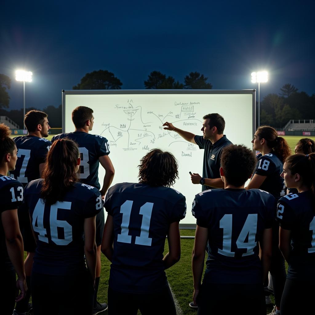 Team huddle during tactical analysis