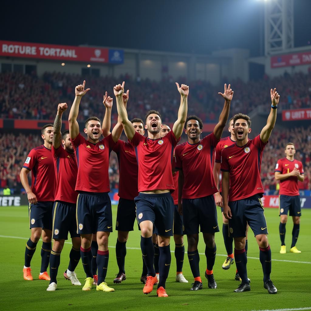 Football Team Celebrating Victory