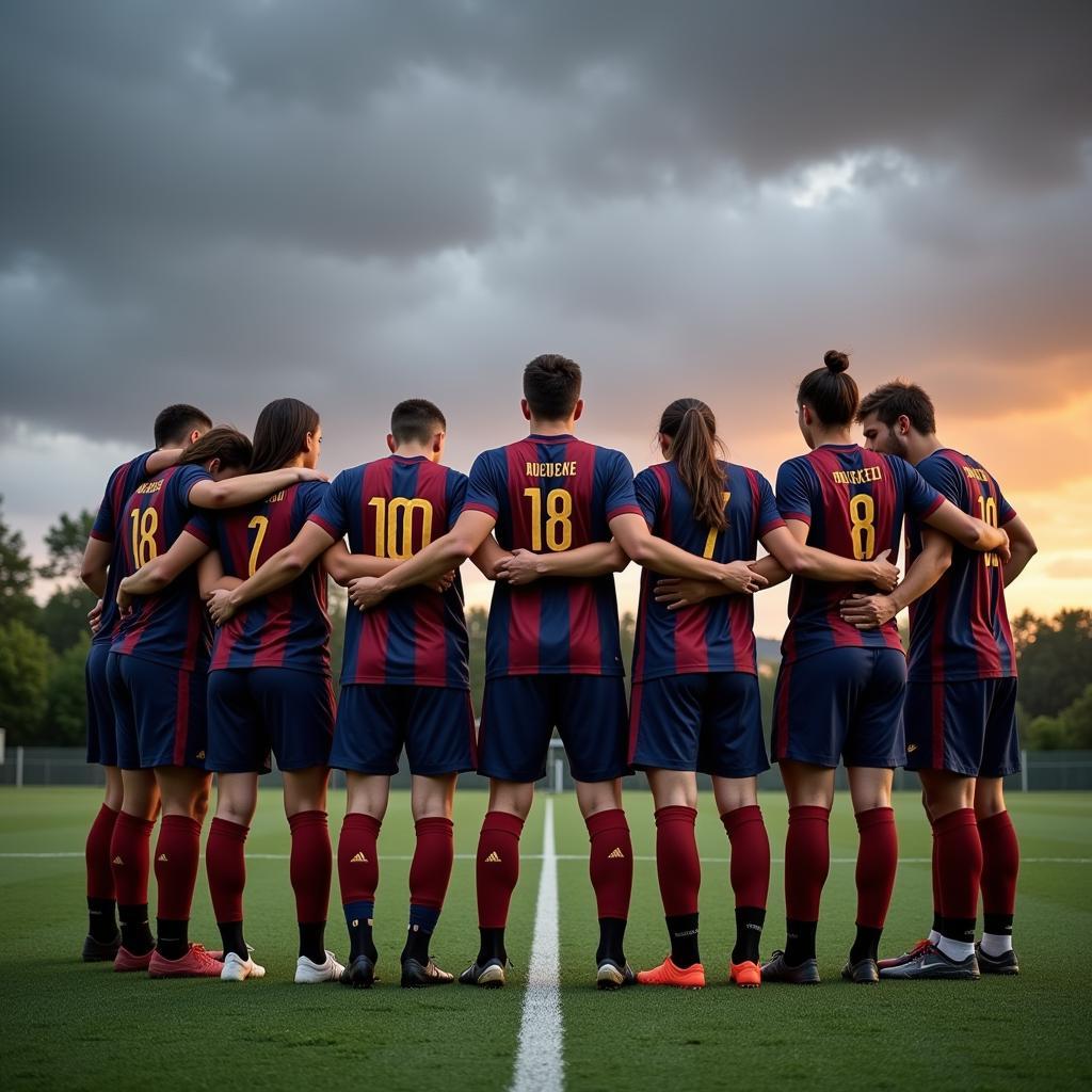 Football team huddling after a tough loss