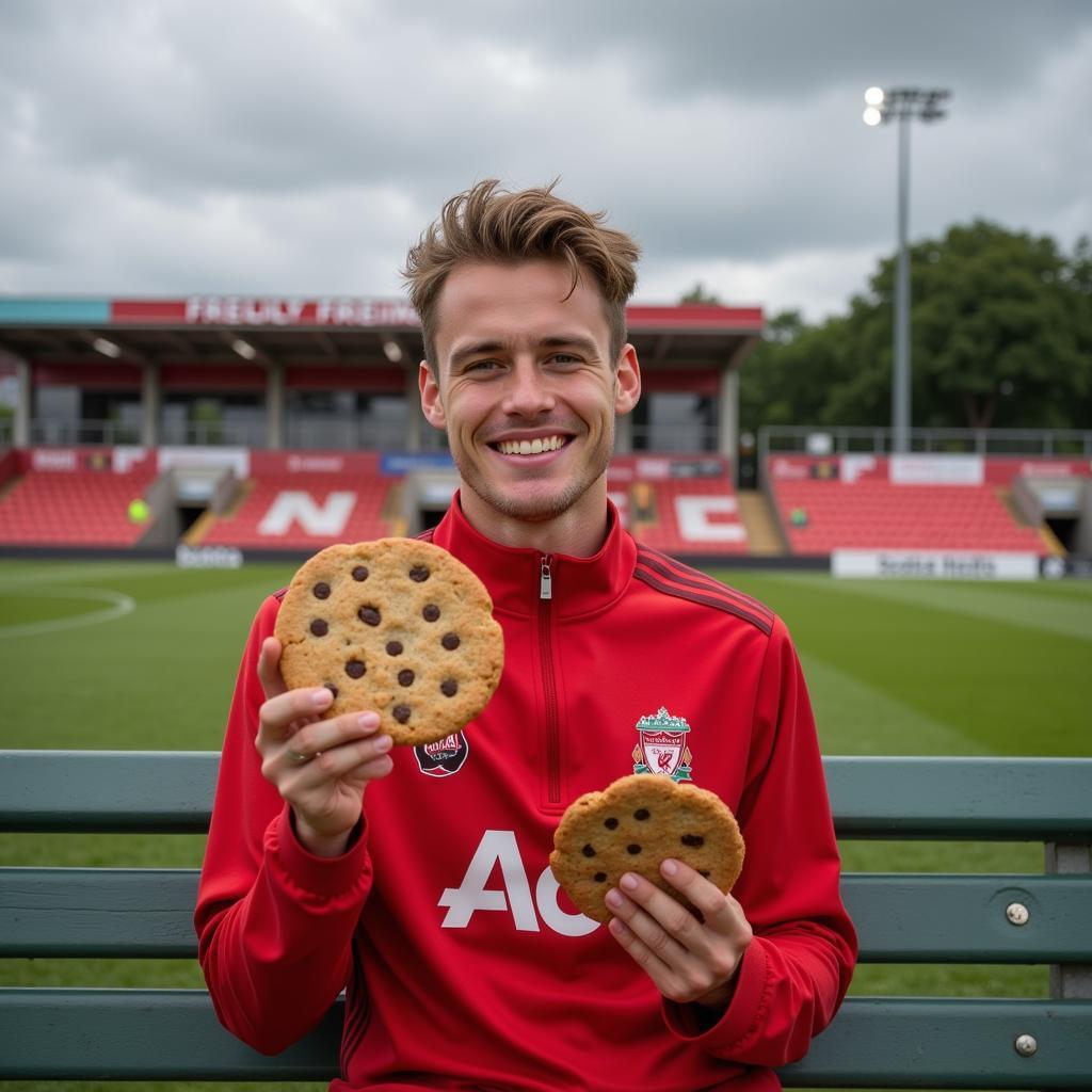 Frenkie de Jong enjoying a megabite cookie