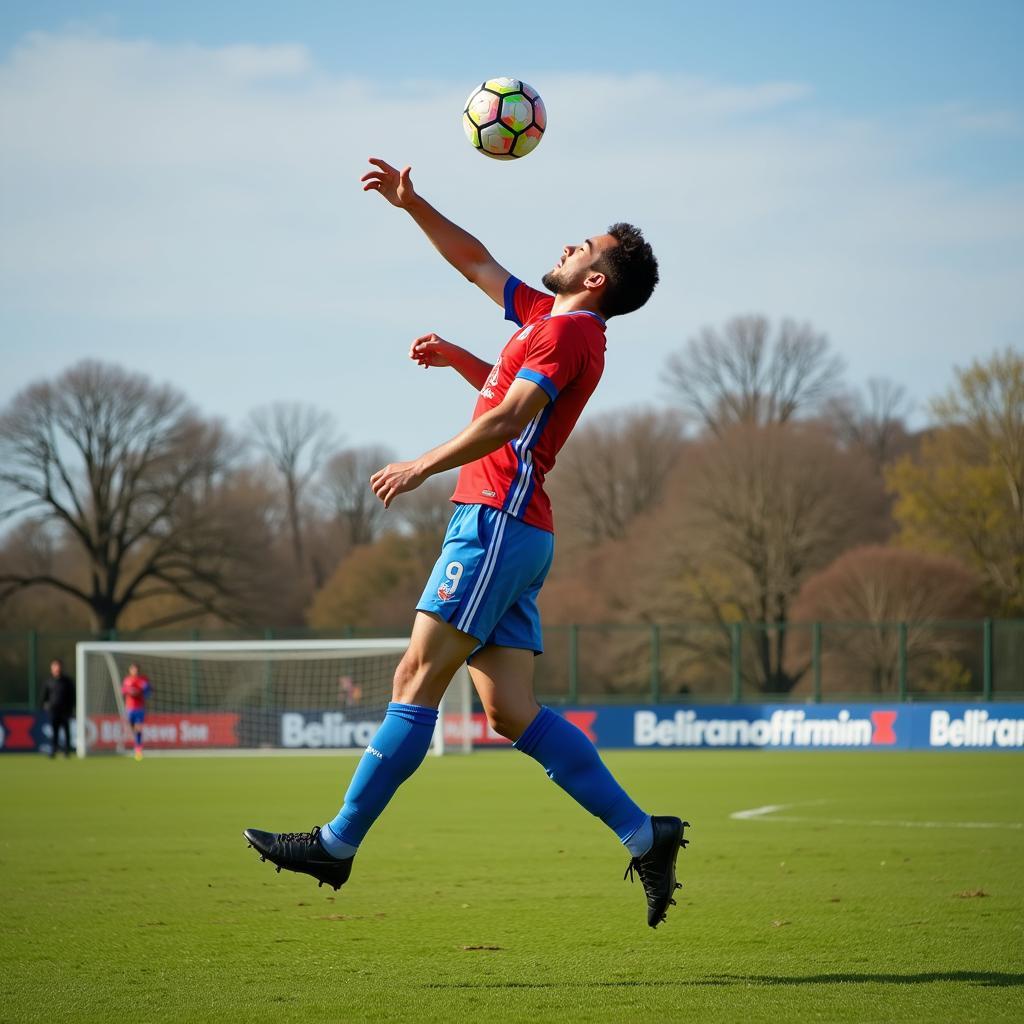 Footballer Heading the Ball