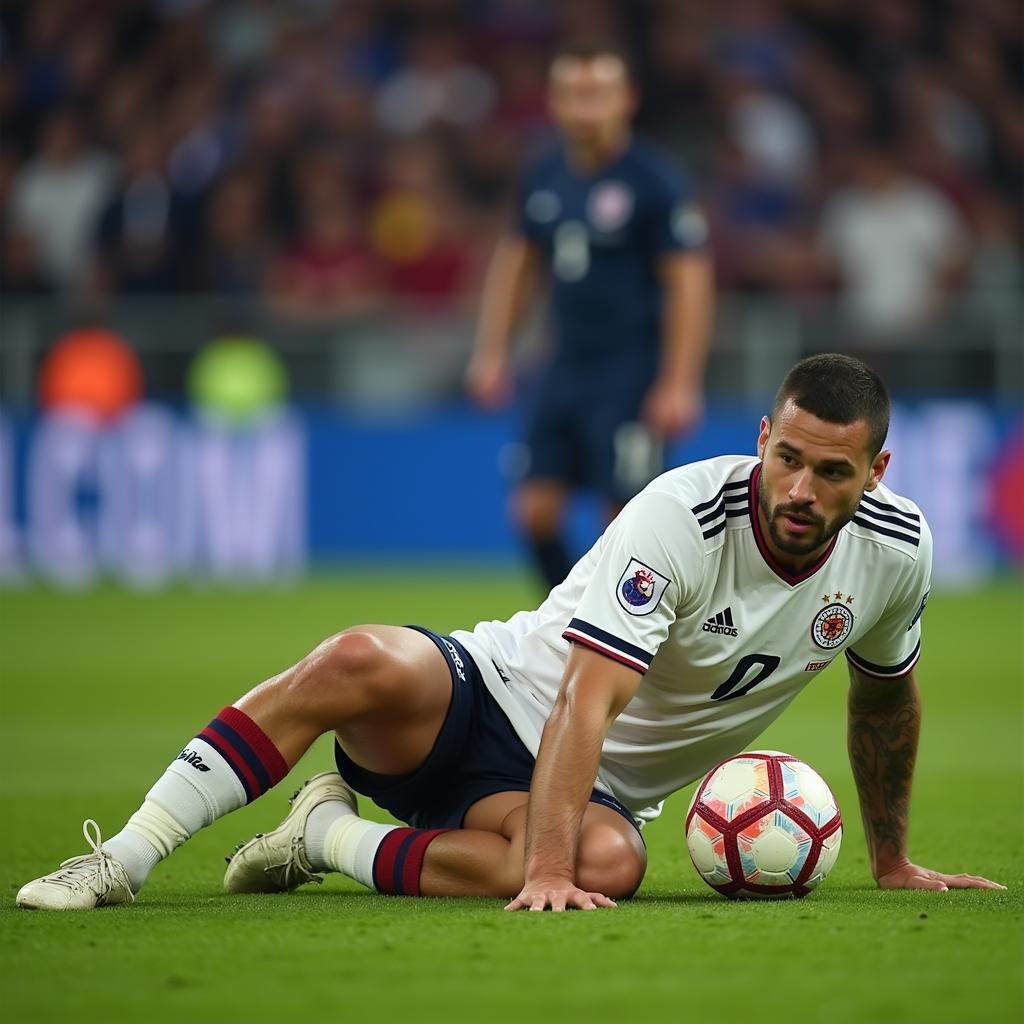 Footballer Showing Resilience After a Fall