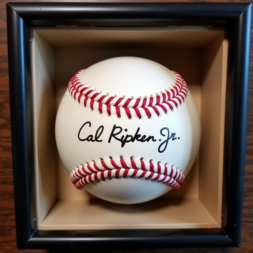 Framed Cal Ripken Jr. Autographed Baseball