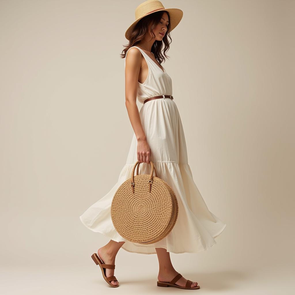 French Straw Market Bag Paired with a Summer Outfit