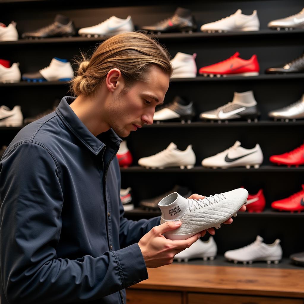 Frenkie de Jong browsing a wide selection of football boots