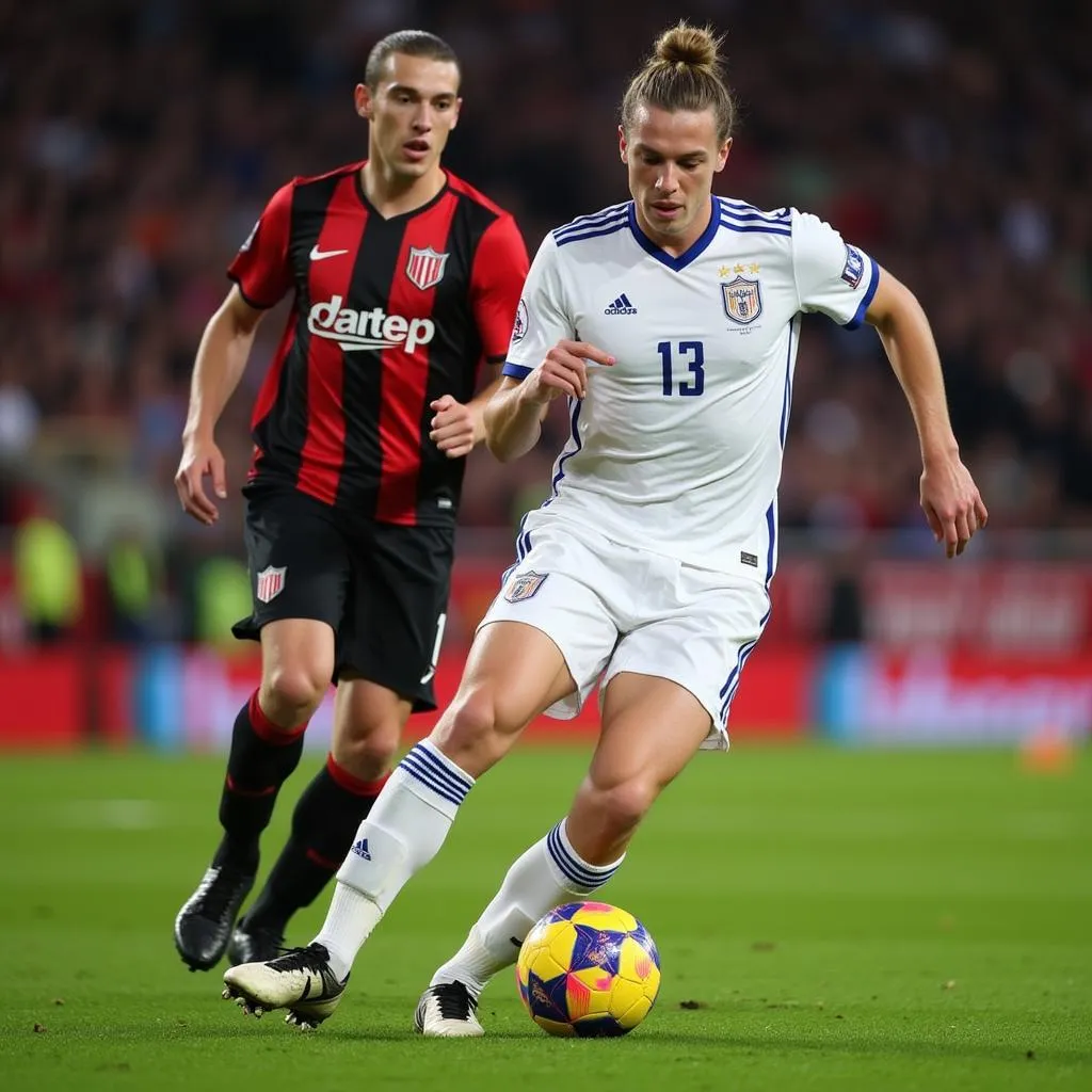 Frenkie de Jong controlling the ball during a match.