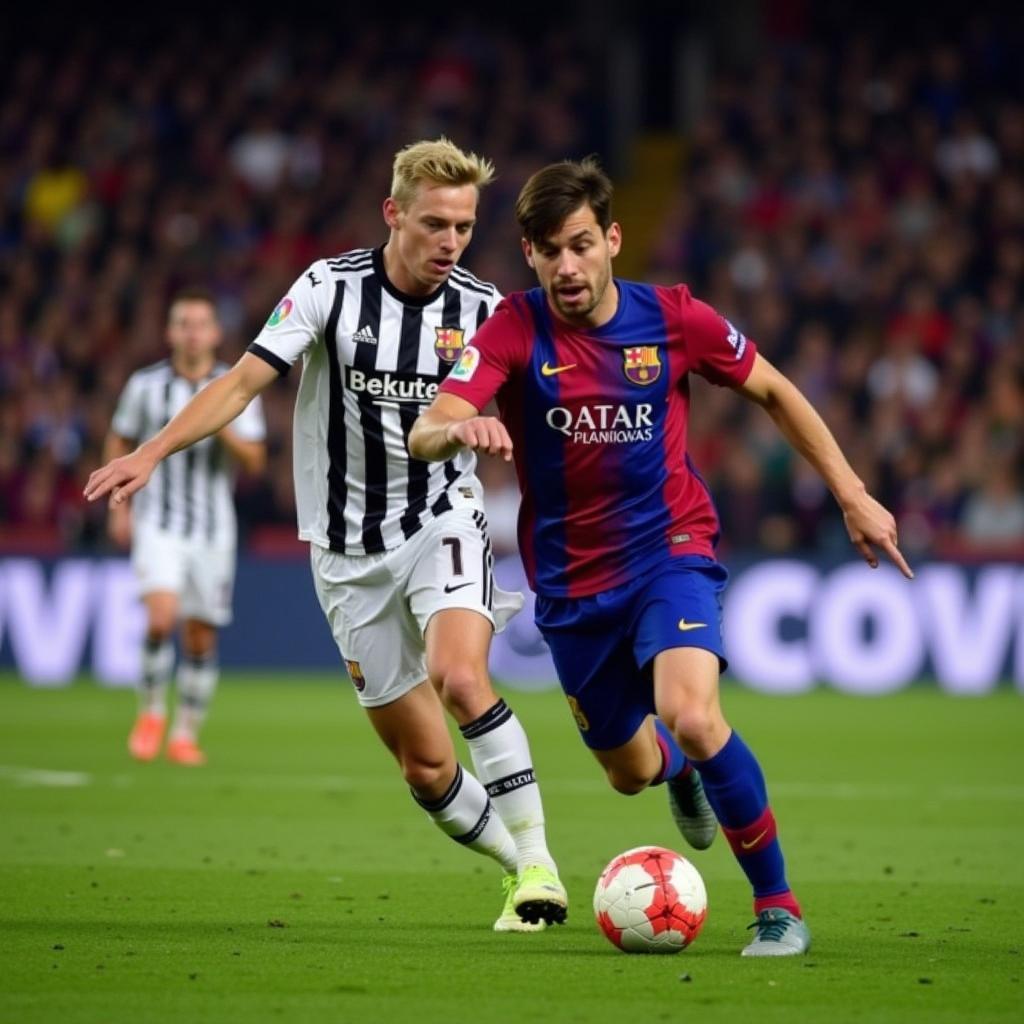 Frenkie de Jong controlling the ball in a La Liga match