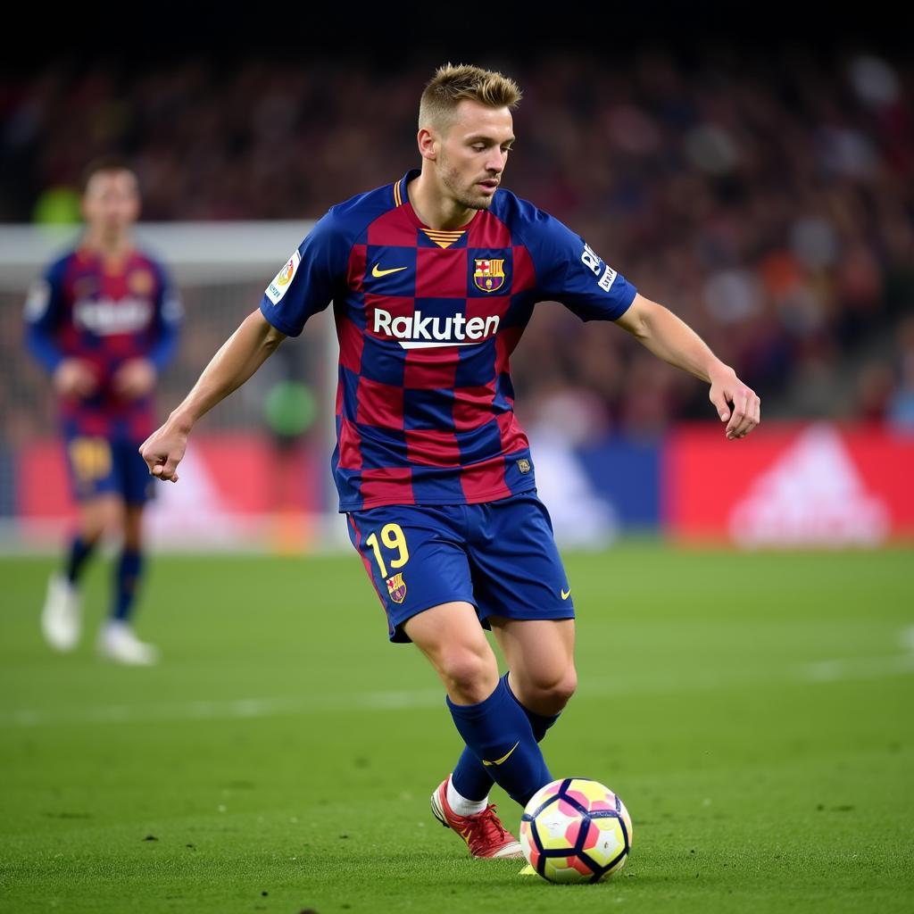 Frenkie de Jong executing a precise one-touch pass