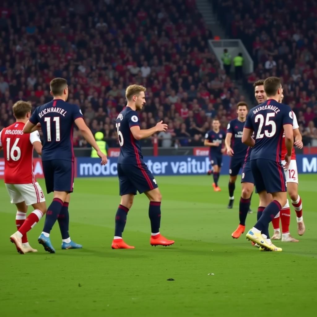 Frenkie de Jong directing play, communicating with teammates, and exhibiting leadership qualities.