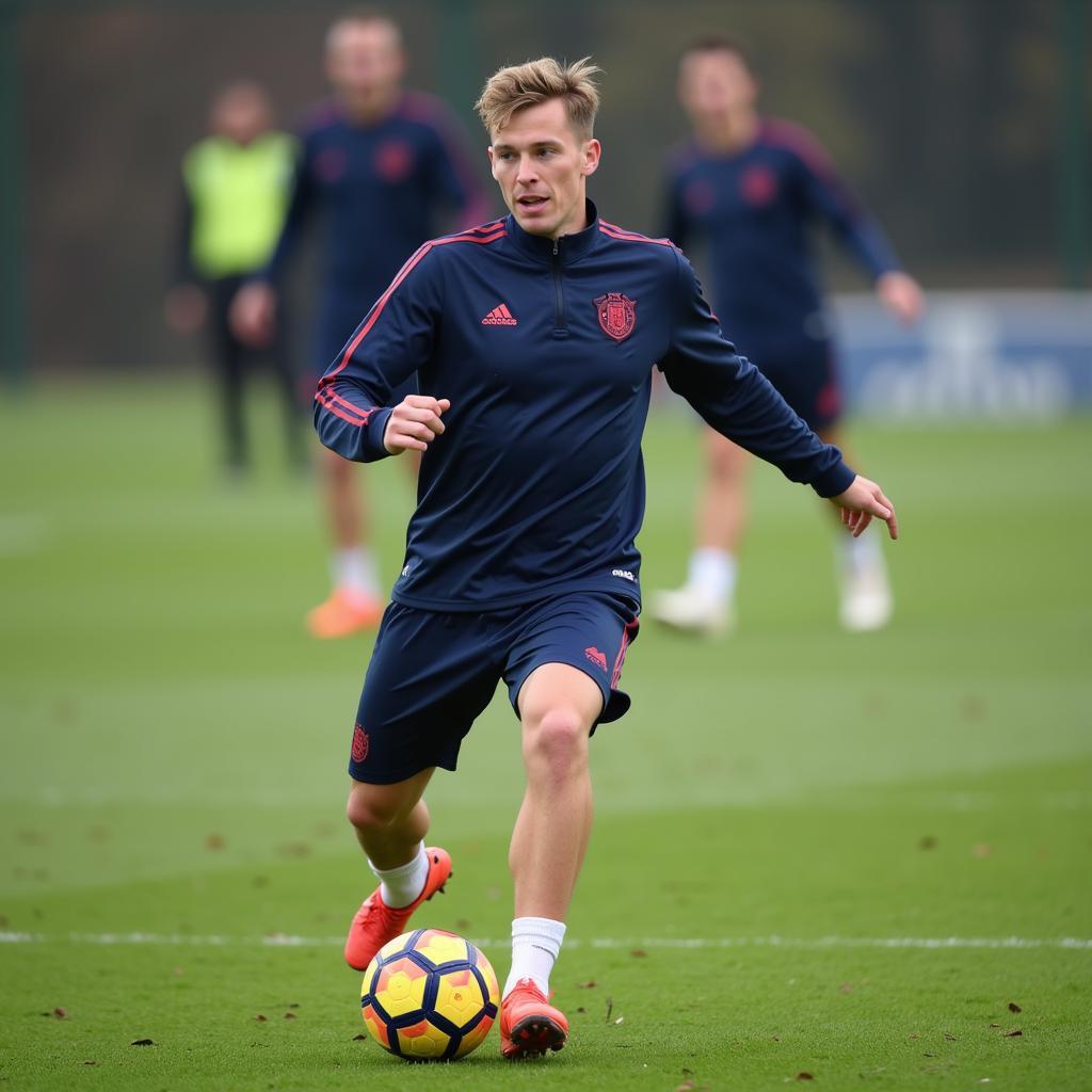 Frenkie de Jong practicing dp clutch drills