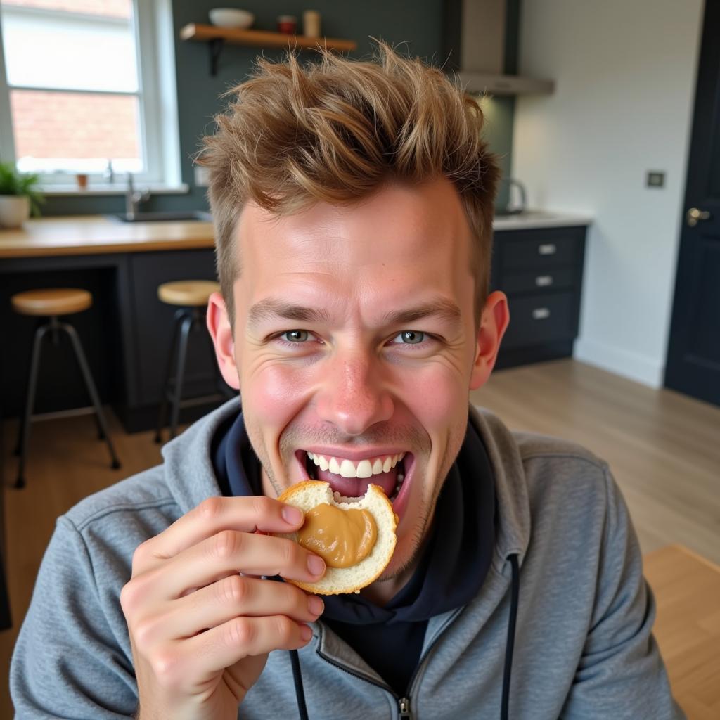 Frenkie de Jong Enjoying a Snack