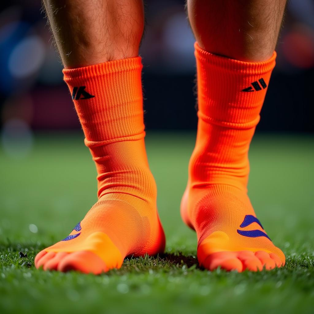 Frenkie de Jong wearing gaming socks during a match