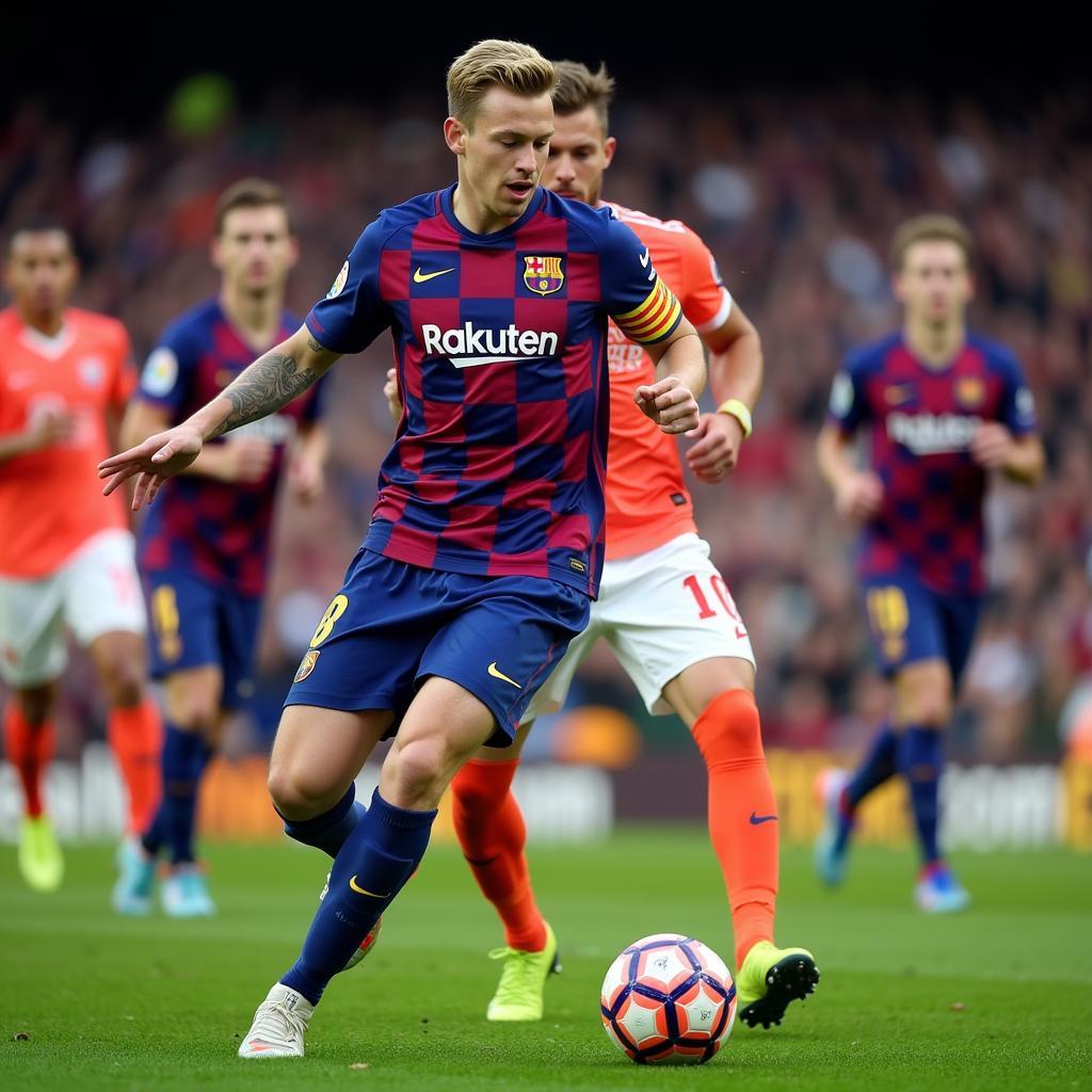 Frenkie de Jong controlling the midfield during a match