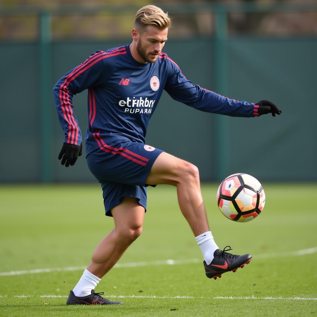 Frenkie de Jong practicing passing drills