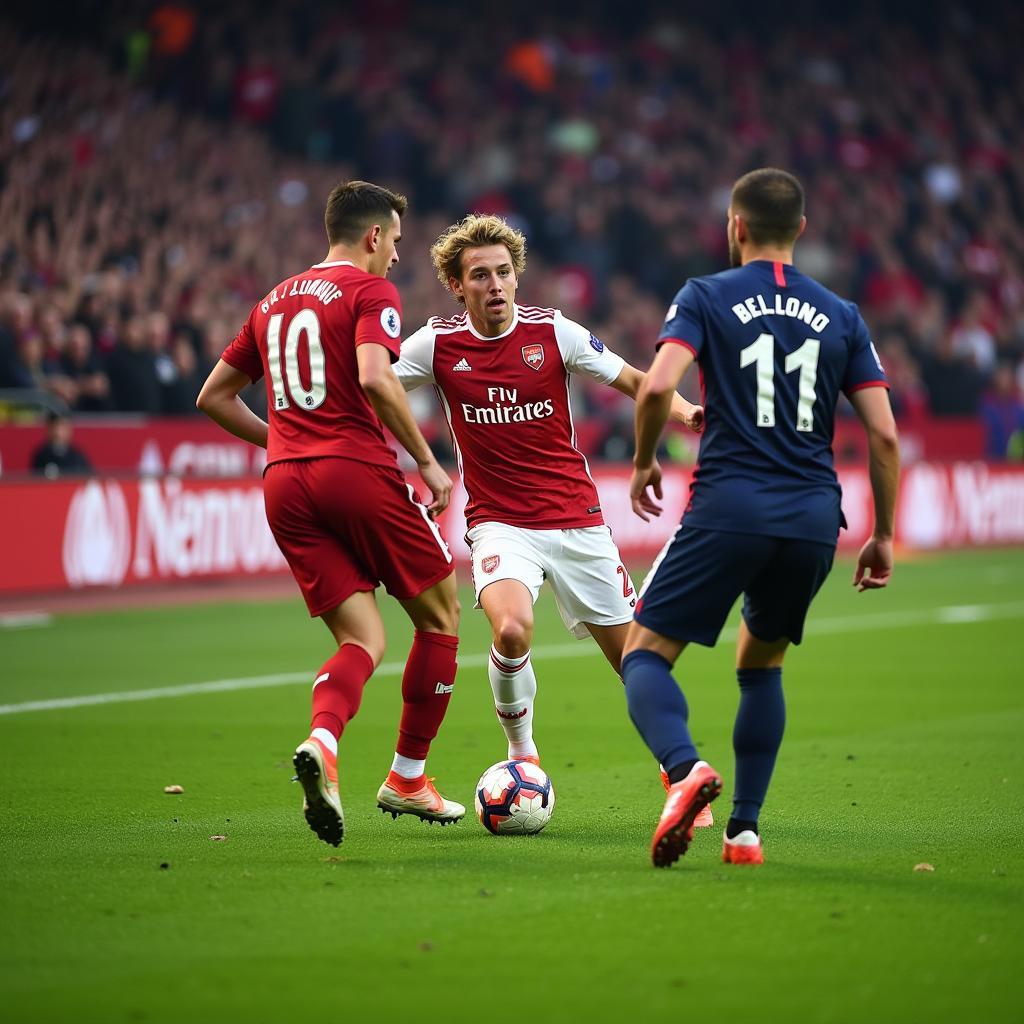 Frenkie de Jong executes a precise pass, splitting the defense and creating a scoring opportunity for a teammate.